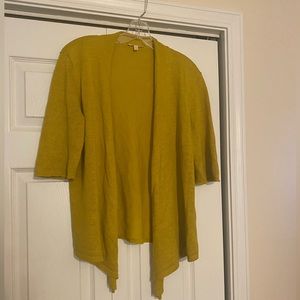 Eileen Fisher marigold 100% linen open cardigan size medium
